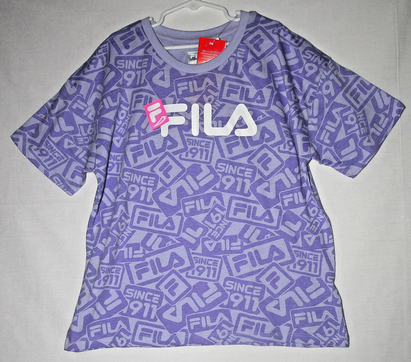 NWT Girl's FILA lavender 1911 short sleeve T-shirt size L (14-16) 100% cotton