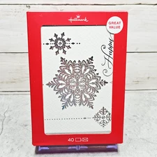 Hallmark Christmas Greeting Card Box Set 40 Cards Silver Snowflakes Holidays