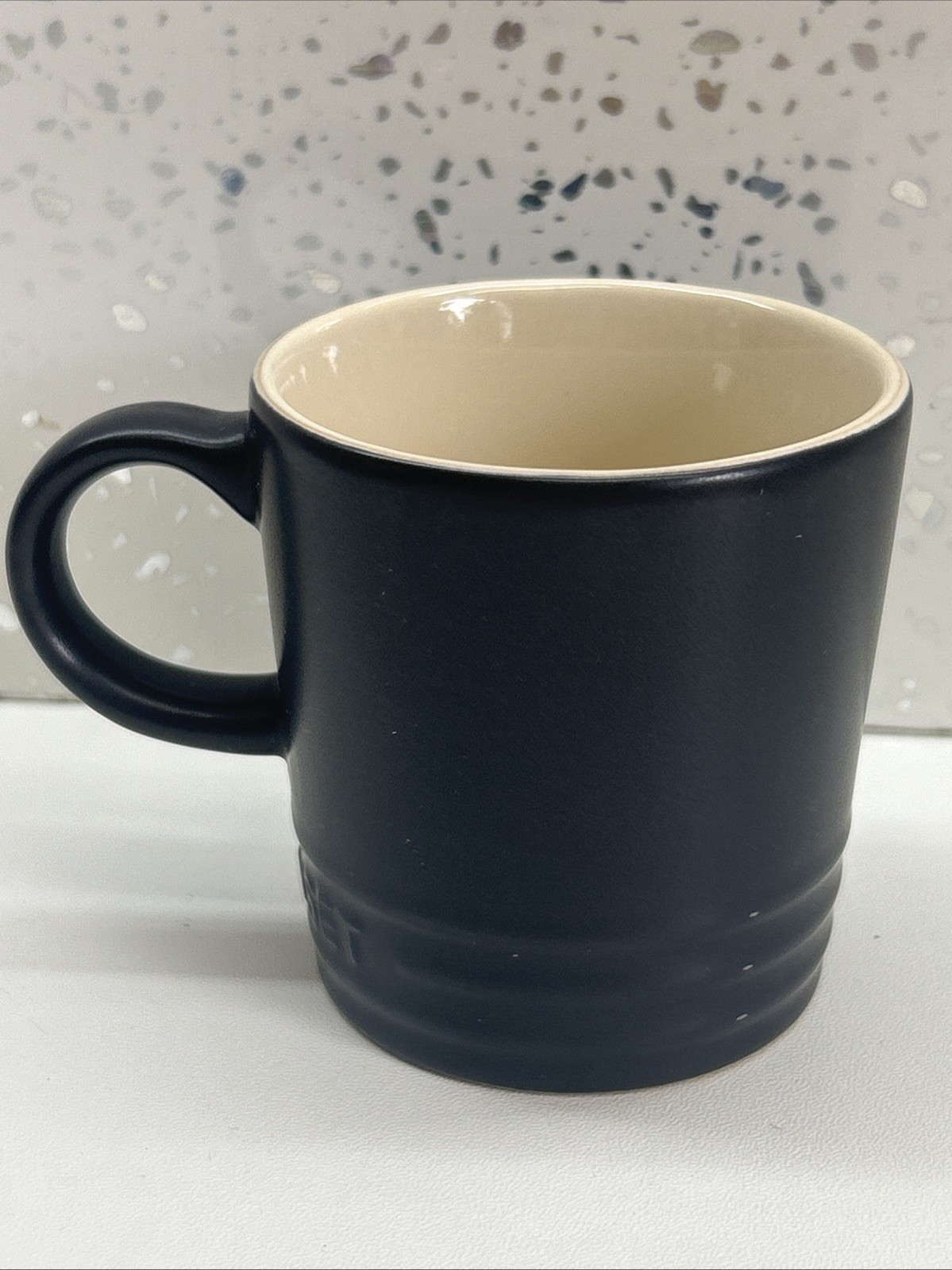 Le Creuset Stoneware Espresso Mug 100ml Matte Black Brand New Small Chip To Base