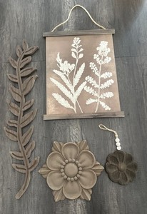 Hobby Lobby Farmhouse Wood Botanical Wall Decor Set Floral Neutral Wall Hangings