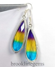 EGL Certified 67.10 Ct Lab-Created Ametrine Pear Cut 925 Silver Earring Gem 5DSH