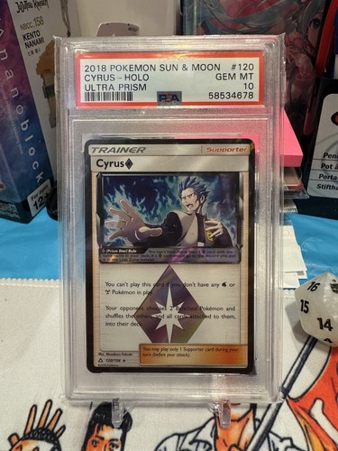 2018 POKEMON SUN & MOON ULTRA PRISM #120 CYRUS-HOLO PSA 10