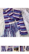 knitted women  s wraparound acrylic/nylon scarf 5  x96  end fringes soft stretchy