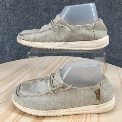 Hey Dude Shoes Youth 2 Wendy Casual Comfort Slip On Moc Toe Sneakers Gray Linen