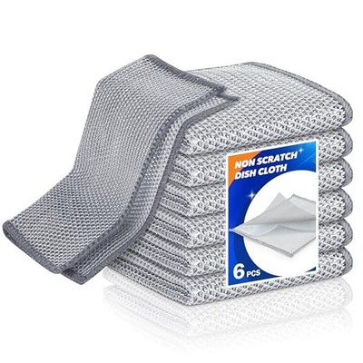 Non-Scratch Wire Dishcloth - Multipurpose Wire Dishwashing Rag for Pots, 6