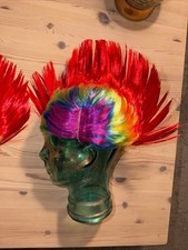 2 Rainbow Spiked Mohawk Wigs One Size Fits Most Cap