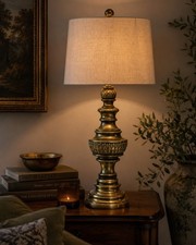 Vintage Brass Table Lamp Hollywood Regency Me...