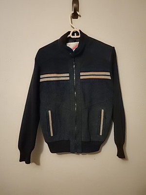 Mens Vintage 155 East Genuine Leather Cowhide Cowpslit Bomber Jacket M 57053