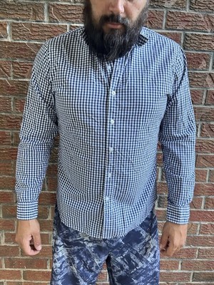 Goodthreads Poplin Slim Fit Button-Down Shirt Men s L blue/White Check