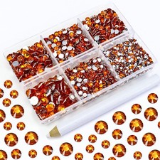 4500pcs Resin Flatback Rhinestone, 2mm 3mm 4mm 5mm 6mm Orange Flatback