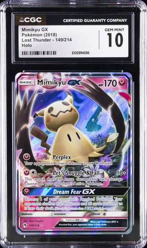 2018 POKÉMON LOST THUNDER HOLO #149/214 MIMIKYU GX CGC 10 GEM MINT
