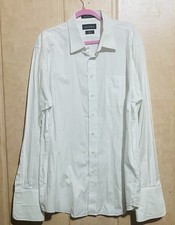 Paul Fredrick 17.5/37 Two Ply Cotton Pinpoint Dress Shirt White Formal