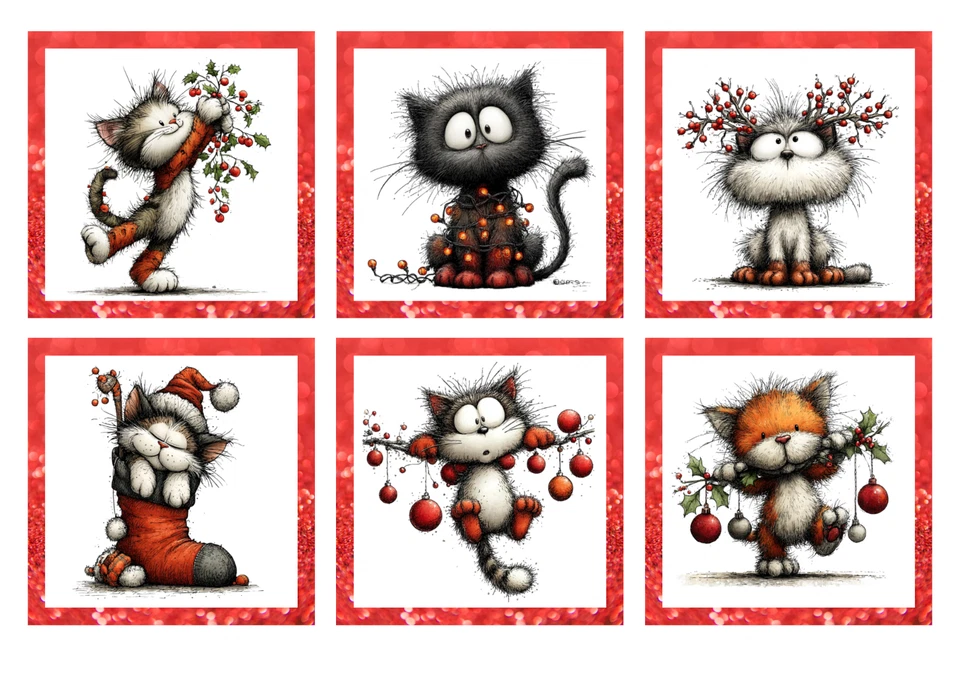 CREATED BY MRS WINDSOR Christmas Card Toppers For Card Making Paper Craft Scrapbooks Set Of 6