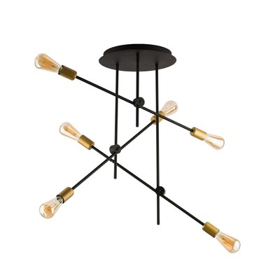 Deckenleuchte Deckenlampe Loft Wohnzimmer Schwarz Gold Geometrisch 6-flammig