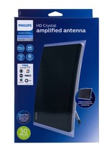 Philips Crystal HD Indoor Amplified TV Antenna with 6' Coaxial Cable Black