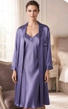 VTG Christian Dior Lingerie Set Nightgown NWT Robe Purple Size Large CD Logo