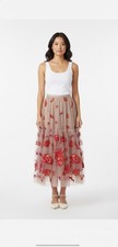 Anthropologie Maeve Tulle Embroidered Full Skirt Size XS