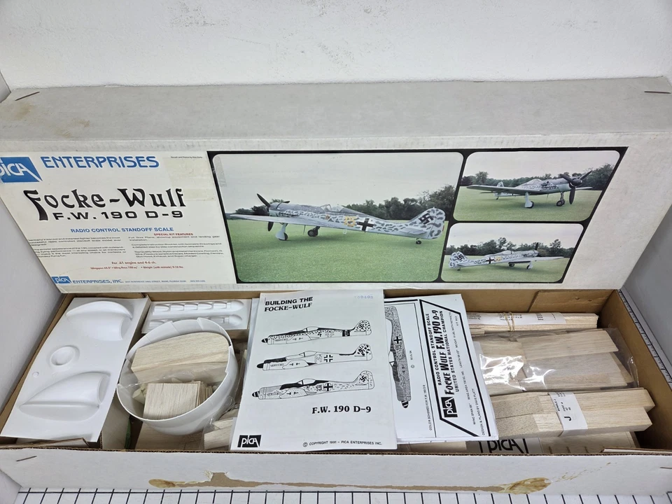 PICA FOCKE-WULF FW 190 D-9 #RC-3 R/C SCALE DAVE PLATT Kit NEW NO Decals Open Box - Image 4 of 4