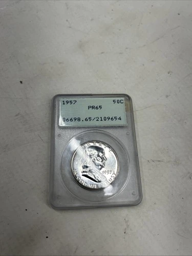 1957 50¢ PCGS PR66 Proof Franklin Half Dollar RATTLER holder