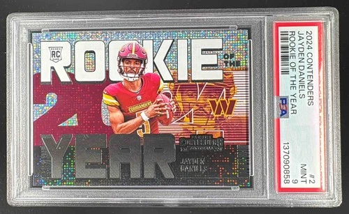 EL.195 Jayden Daniels 2024 Panini Contenders #2 Rookie of the Year RC PSA 9