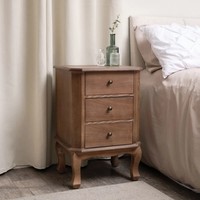 Dark Wood 3 Drawer Bedside Table Home Furniture