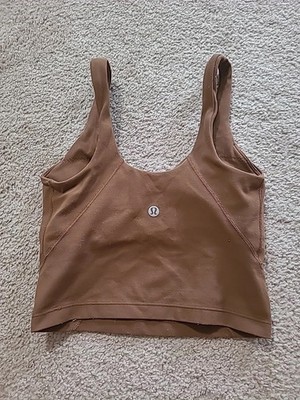 Lululemon Align Tank Dusty Clay Cropped Strappy Nulu Fabric Sz 0 Bra Cup SZ A B