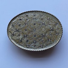 Vintage Style Silver Tone Glitter Rhinestone Lattice Belt Buckle Western Y2K