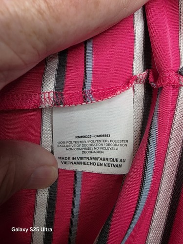 Nike Golf Dri-Fit Red Pink Men's L Polo Shirt Nike Swoosh 3 Btn Striped Seascape - Picture 6 of 12