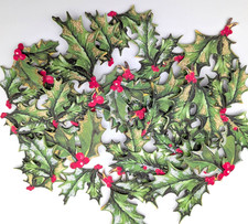 Anna Griffin 3D HOLLY Stickers w/Gold & Silver -24 Pc | **Read SHIPPING DEAL**