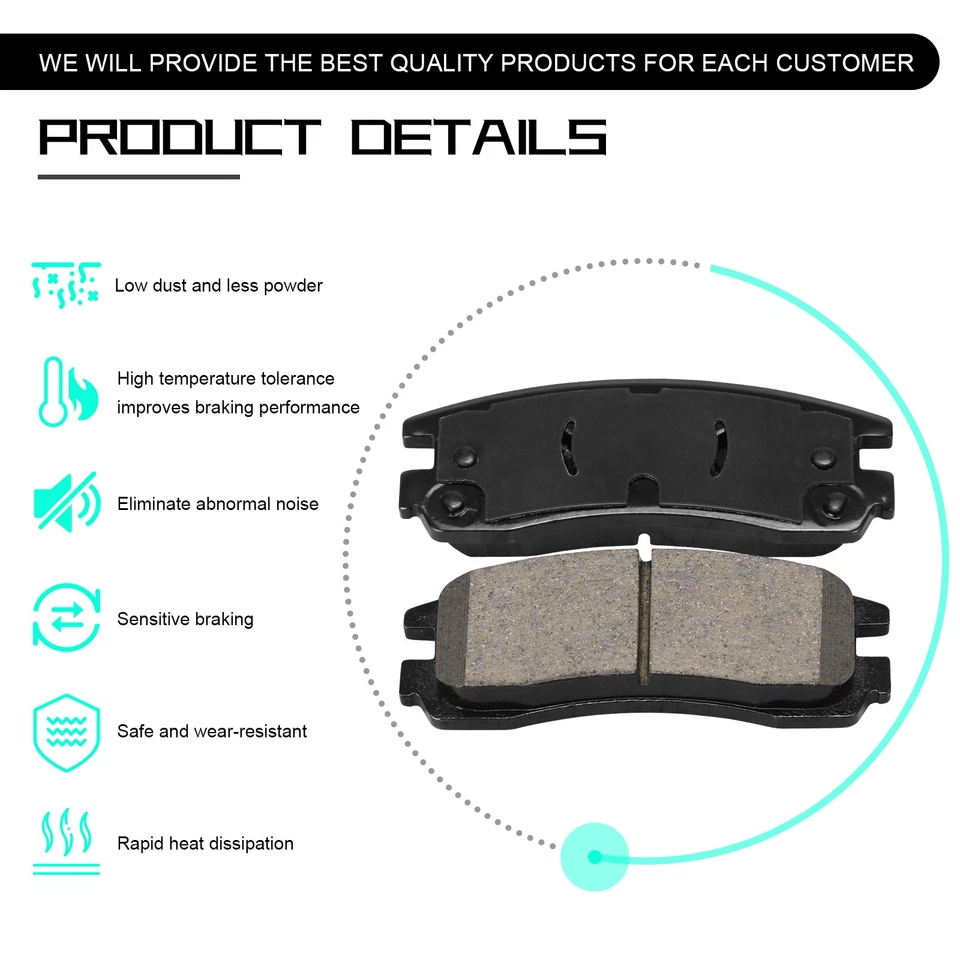 For Saturn SL2 Rear Ceramic Brake Pads Set 1991-1998 Models - Image 4 of 4
