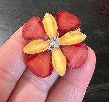 Red/orange flower gem ring - stretchy