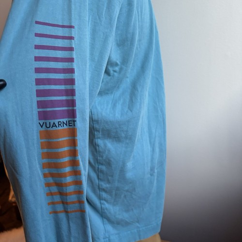 Vtg Vuarnet France Long Sleeve Shirt Men M Blue 80/90s Casual Beach Surf Cycling - Bild 5 von 12