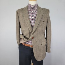 Men's Tweed Style Sport Coat Blazer Two Button Herringbone Wool Size about 42R