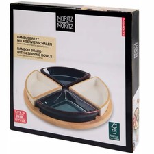 Bambusbrett mit 4 Servierschalen - Moritz & Moritz Keramik Holz