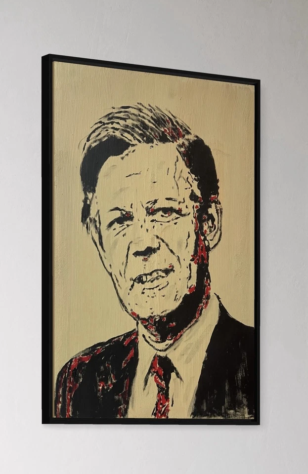 Daniel Pultorak Porträt Bundeskanzler Helmut Schmidt Kunst signiert gerahmt Öl - Bild 2 von 4