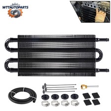 Aluminum 4 Rows Universal Remote Transmission Oil Cooler Radiator Converter Kit