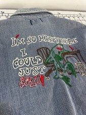 Vintage 60s 70s Denim Metal Snap Hippy Mod Atomic Retro Shirt Surf Skate Cali