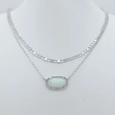 Kendra Scott Elisa Multi Strand Silver Pendant Necklace In White Opal