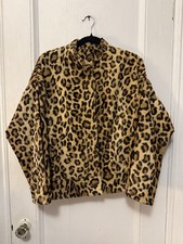 Vtg Faux Fur Coat Womens Leopard Cheetah Animal Print 50/60s