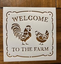 Welcome To The Farm Chickens Reusable 10 MIL Laser Cut Mylar Stencil Painting