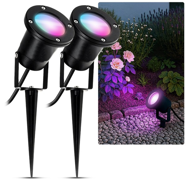 2X Gartenstrahler Kari Erdspieß Schwarz IP65 Mit Wifi Rgb GU10 Licht Gartenlampe-image