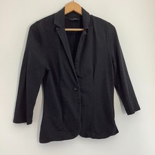 George Women's Black Jersey Blazer Jacket UK 10 3/4 Sleeve Smart Casual Work