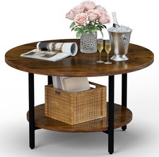 FID Round Coffee Table, 27.6" Circle Coffee Table for Living Room,