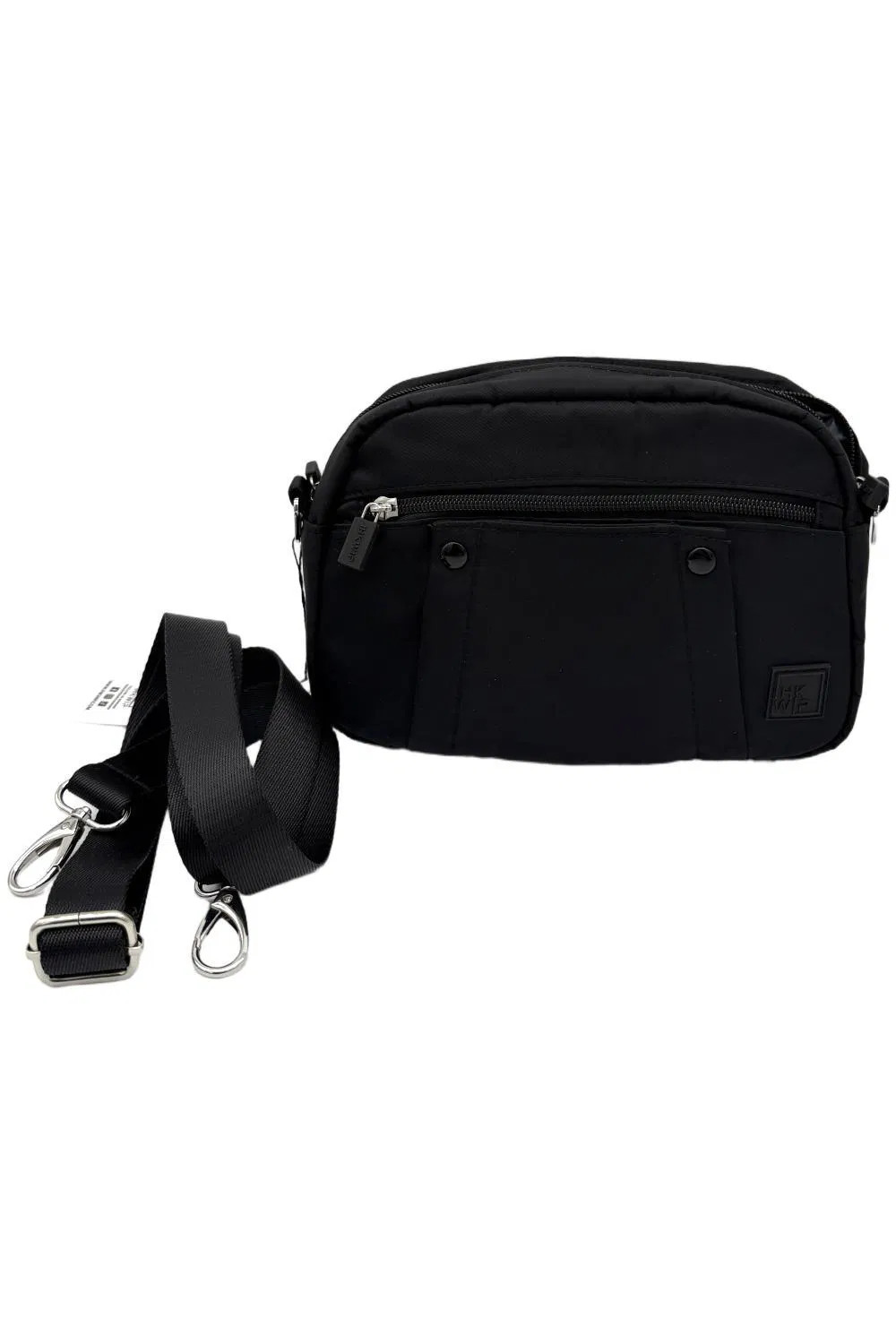 IHKWIP Women's The Class Act Zip Front Crossbody Bag Mtllc Black