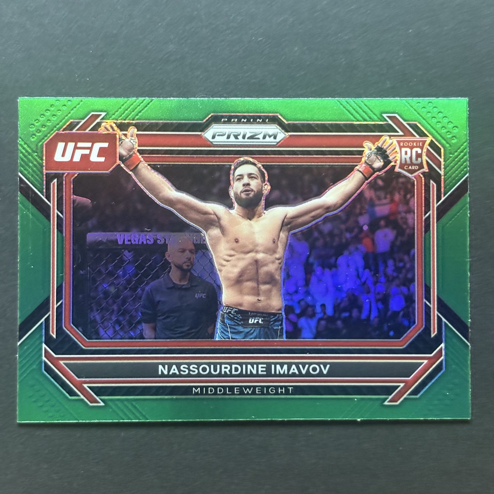 Nassourdine Imavov RC 2023 Panini Prizm UFC Green Prizm Rookie Card #39