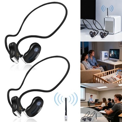 Wireless Earbuds for TV - Set of 2 with Bluetooth Transmitter - No Audio Delay