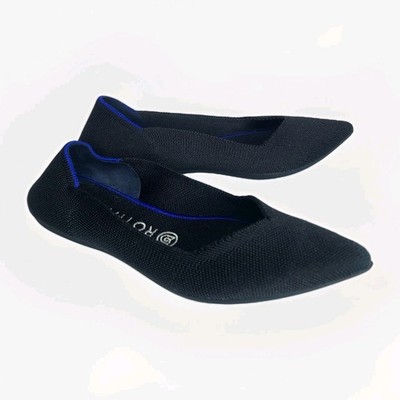 ROTHY'S The Flat Slip On Ballet Flat 8 Black Washable Sustainable Stretch Black