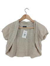 Vero Moda Strickjacke Damen L Beige Kurzarm Zopfstrick Baumwolle Freizeit