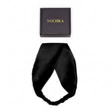 Black 100 Pure Mulberry Silk 19 mm 6A Elastic Flat Headband - Handmade in USA