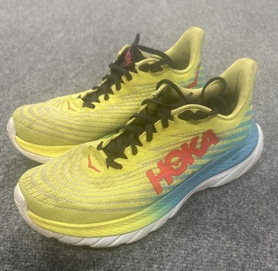 Hoka One Womens Shoes Sz 8B Mach 5 Running Sneakers Yellow Blue Profly+ EUC